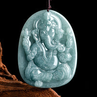 Collier pendentif amulette de protection éléphant Ganesh Ganpati en jade authentique de KarmaRipple