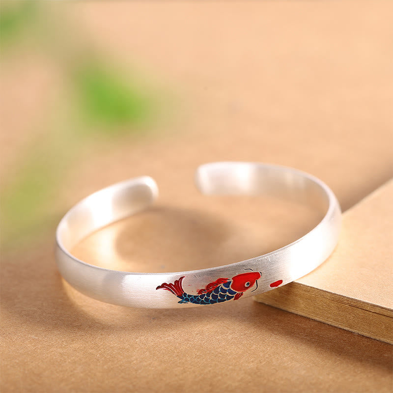 KarmaRipple's 999 Sterling Silver Koi Fish Fortune Cuff Bracelet Bangle p11