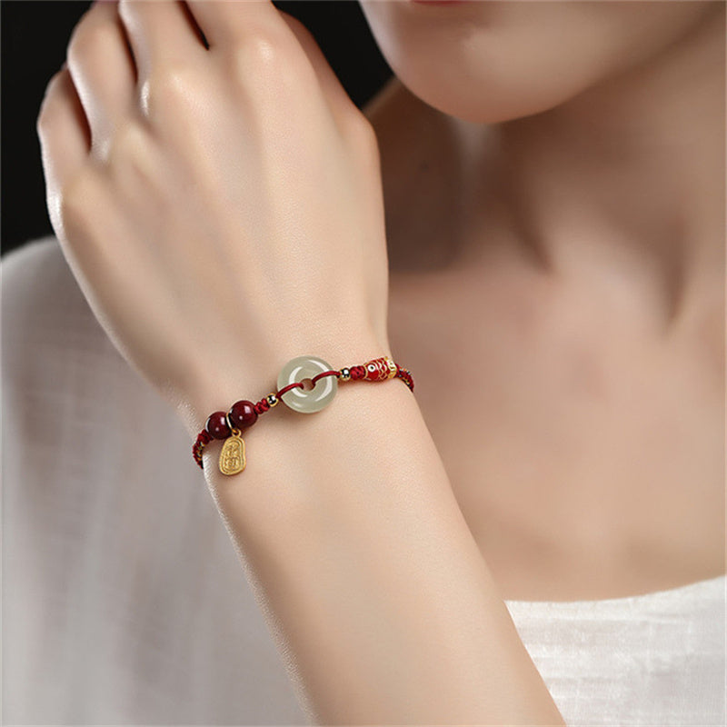 KarmaRipple's 925 Sterling Silver Koi Fish Hetian Jade Peace Buckle Fortune Bracelet p3