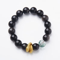 Bracelet de protection fantôme vert dragon en obsidienne argentée authentique de KarmaRipple