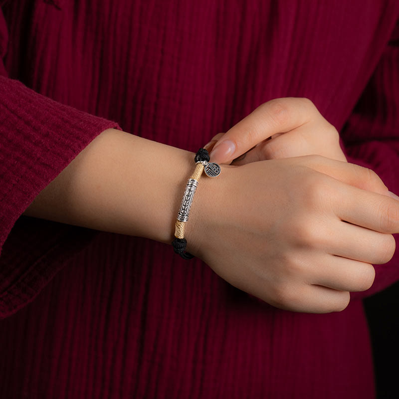 KarmaRipple's 999 Sterling Silver Tibet Handmade Om Mani Padme Hum Fu Character TopRank Character Fortune Woven Bracelet p9