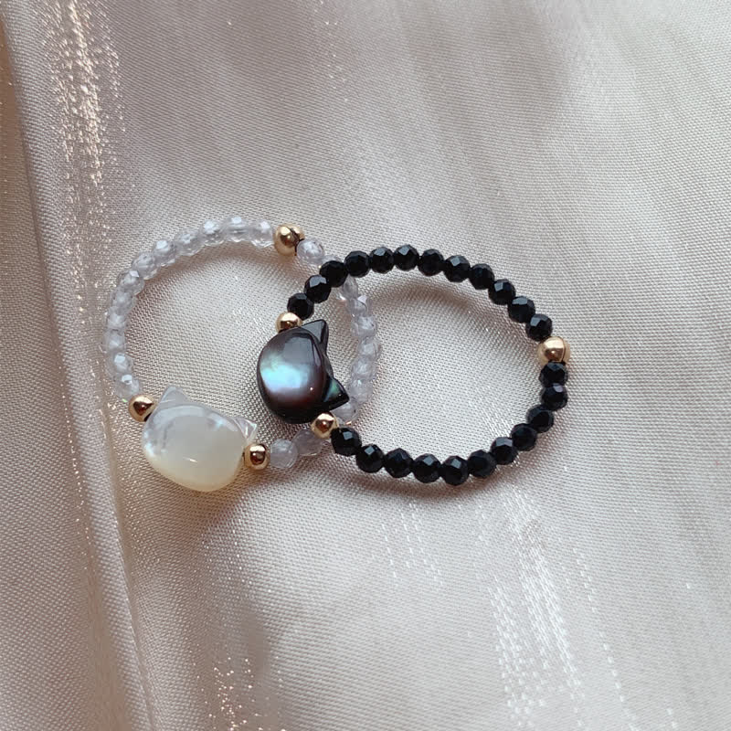 KarmaRipple's Authentic Tridacna Stone Lovely Cat 14K Gold Blessing Ring p3