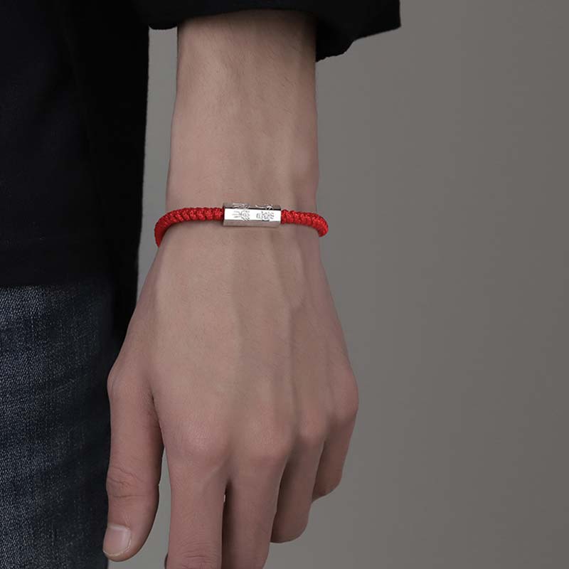 KarmaRipple's 925 Sterling Silver Letter Engraving Blessing String Bracelet p6