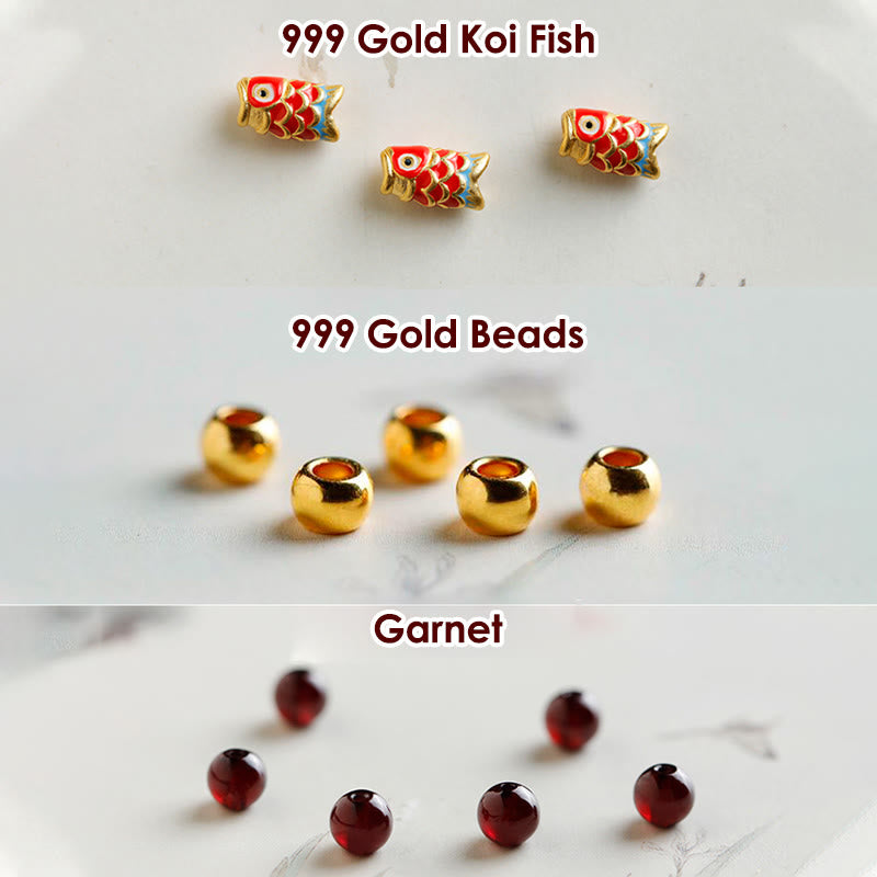 KarmaRipple's 999 Gold Koi Fish Authentic Garnet Protection Bracelet p10