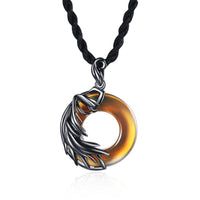 Collier pendentif rond de méditation en obsidienne et calcédoine de KarmaRipple