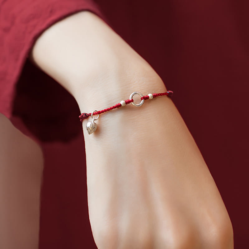 KarmaRipple's 925 Sterling Silver Fortunate Fortune Peace Joy Lotus Peace Buckle Red String Bracelet p23