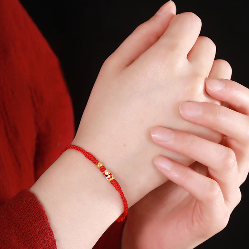 KarmaRipple's 999 Gold Fortune Koi Fish Handcrafted Woven String Bracelet p10