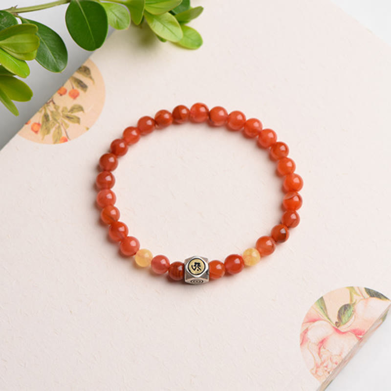 KarmaRipple's 925 Sterling Silver Chinese Zodiac Natal Buddha Amulet Red Agate Amber Self-acceptance Bracelet p4