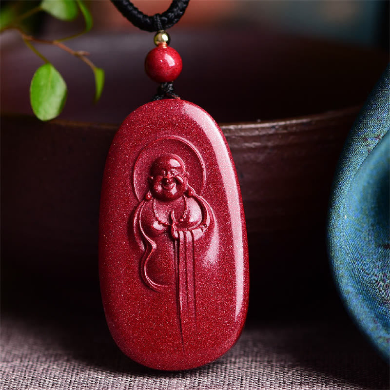 KarmaRipple's Laughing Buddha Yin Yang Chinese Zodiac Gourd Authentic Cinnabar Blessing Pendant Necklace p36