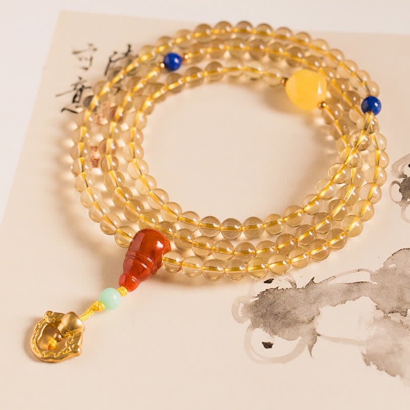 KarmaRipple's 925 Sterling Silver 108 Mala Beadwork Authentic Citrine Red Agate Amber Pleasure Talisman Bracelet p30