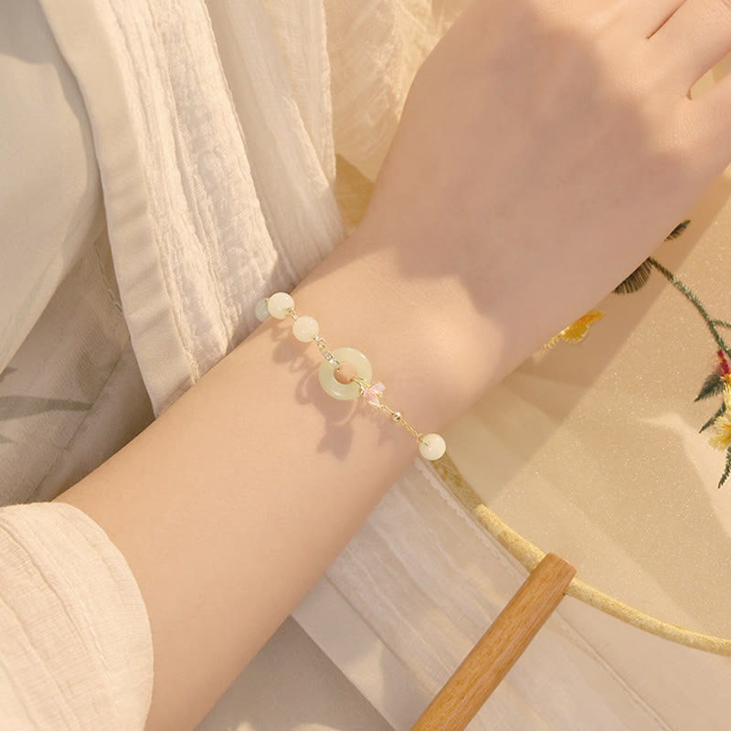 KarmaRipple's 925 Sterling Silver Authentic Hetian Jade Peace Buckle Orchid Fortune Bracelet Pendant Necklace Set p8