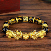 Bracelet Feng Shui Double PiXiu Obsidienne Om Mani Padme Hum de KarmaRipple
