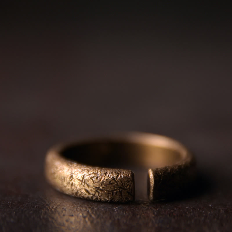 KarmaRipple's Tibetan Vintage Texture Design Bronze Fortune Pair Ring p5