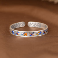Bracelet manchette en argent sterling 999 motif éléphant, force et sagesse, de KarmaRipple