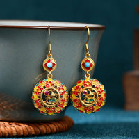 Boucles d'oreilles pendantes en bronze plaqué or 24 carats Dunhuang Color Elk Balance de KarmaRipple
