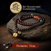 Bracelet de protection PiXiu en perles de bois de santal rouge et agate rouge avec Bouddha du zodiaque chinois de KarmaRipple, 108 Mala