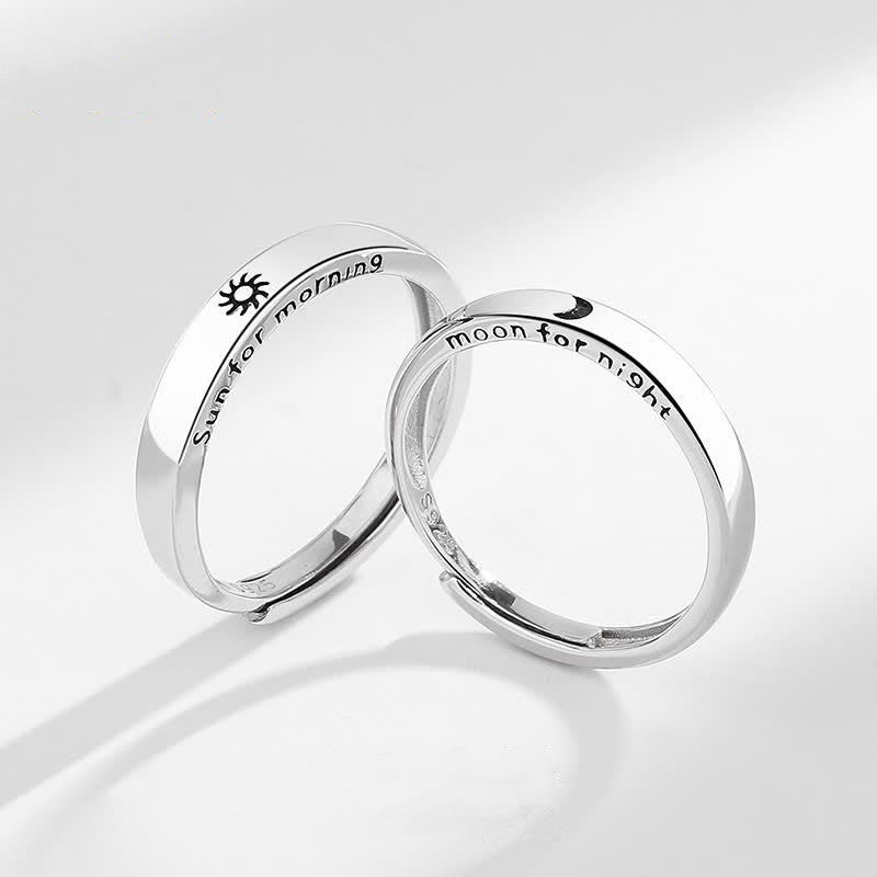 KarmaRipple's 925 Sterling Silver Sun Moon Protection Adjustable Pair Ring p5