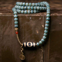 Bracelet de sagesse en perles de 108 Mala Bodhi Seed Dzi de KarmaRipple