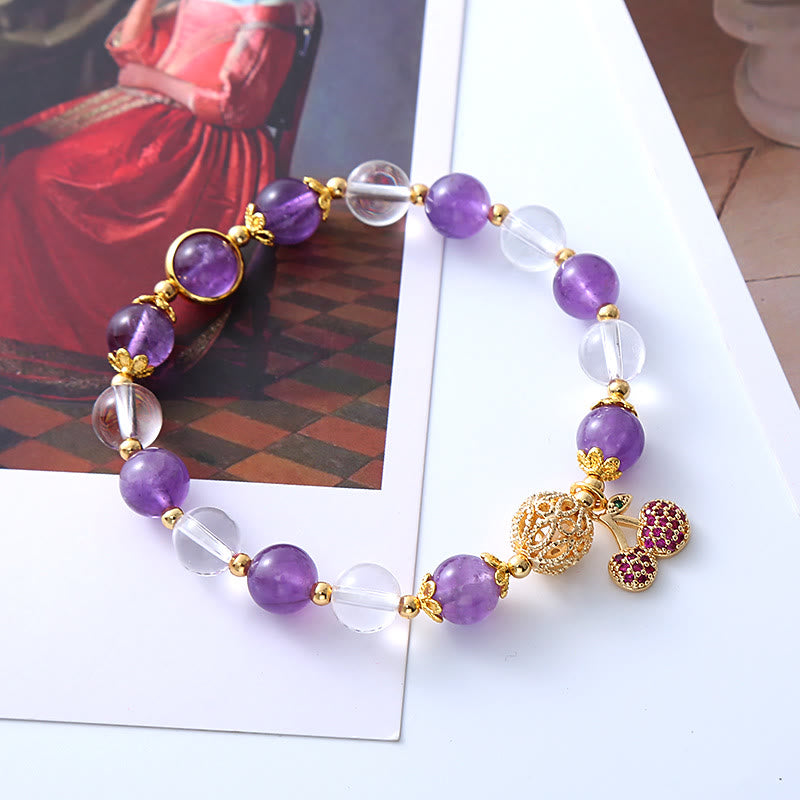KarmaRipple's Authentic Amethyst Ivory Gemstone'sitive Cherry Talisman Bracelet p2
