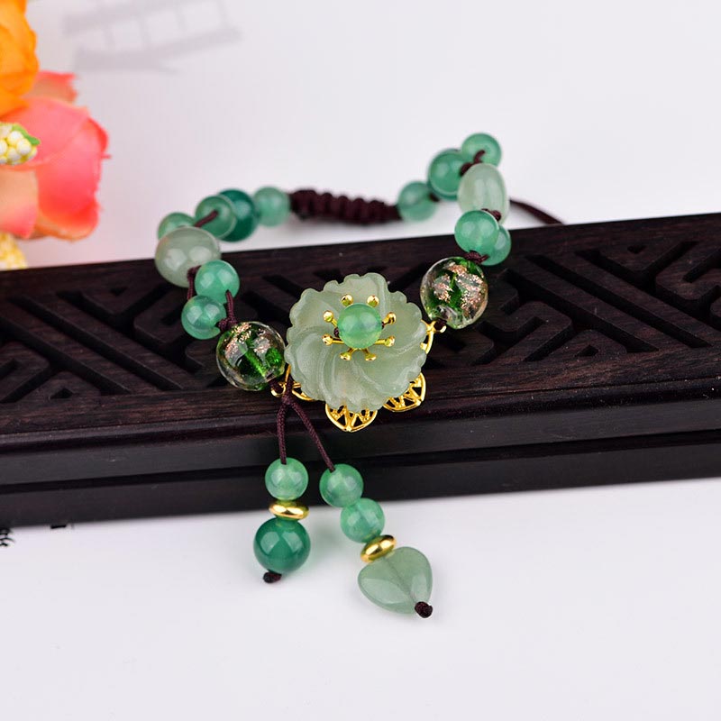 KarmaRipple's Authentic Green Jade Fortune Dangling Flower Bracelet p2