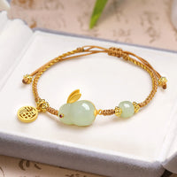 Bracelet en jade Hetian de l'année du lapin de KarmaRipple, bonheur, bénédiction, richesse