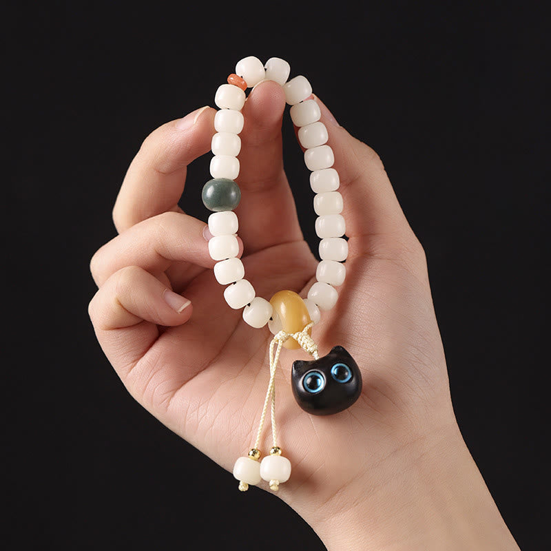 KarmaRipple's Authentic Bodhi Seed African Blackwood Lovely Cat Talisman Peace Balance Bracelet p8