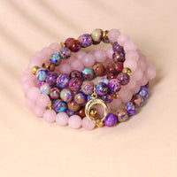Bracelet Mala d'équilibrage en 108 perles Miano de KarmaRipple, véritable pierre précieuse rose