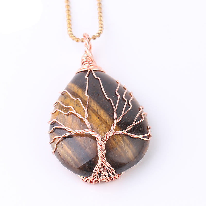 KarmaRipple's Authentic Quartz Gemstone Tree Of Life Balancing Energy Pendant Necklace p4