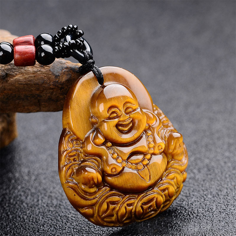 KarmaRipple's Tiger's Eye Laughing Buddha Blessing Pendant p1