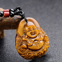 Pendentif de bénédiction du Bouddha rieur en œil de tigre de KarmaRipple