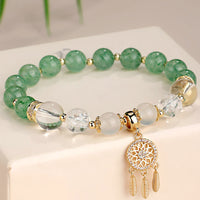 Bracelet d'équilibrage attrape-rêves en quartz fraise vert et améthyste de KarmaRipple