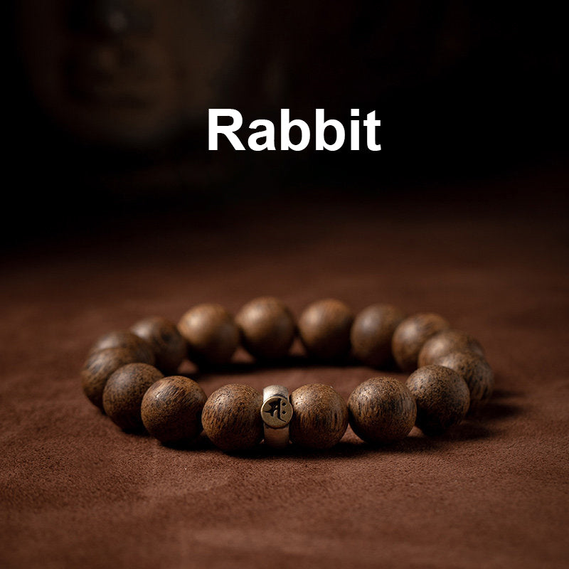 KarmaRipple's Chinese Zodiac Natal Buddha Authentic Agarwood Silver Peace Calm Bracelet p31