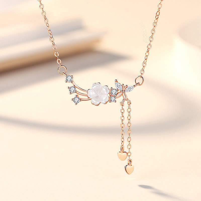 KarmaRipple's 925 Sterling Silver Flower Butterfly Love Pendant Necklace Earrings Set p4