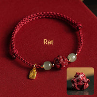 Bracelet de fortune en jade Hetian Fu, symbole du zodiaque chinois, authentique en cinabre de KarmaRipple