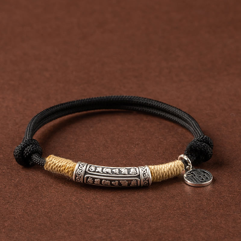 KarmaRipple's 999 Sterling Silver Tibet Handmade Om Mani Padme Hum Fu Character TopRank Character Fortune Woven Bracelet p2