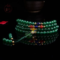 Bracelet de soutien énergétique en agate verte authentique de 108 perles Mala de KarmaRipple