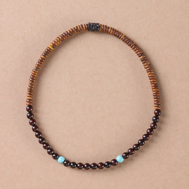 KarmaRipple's Sandalwood Small Leaf Red Sandalwood Thuja Sutchuenensis Boxwood Turquoise Protection Double Wrap Bracelet p21