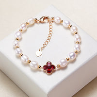 Bracelet chaîne de richesse en trèfle à quatre feuilles de perles de KarmaRipple