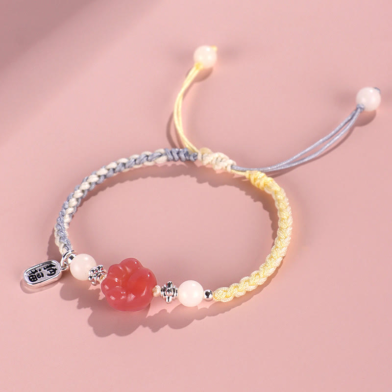 KarmaRipple's Yanyuan Agate Cat Claw Paw Ivory Bodhi Seed Fu Character Positive Woven Rope Bracelet p4