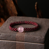 Bracelet de protection en perles d'amazonite et d'agate rouge en grenat rose authentique de KarmaRipple