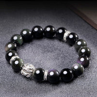 Bracelet Feng Shui authentique en obsidienne arc-en-ciel PiXiu de KarmaRipple