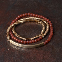 Bracelet triple tour de protection en bronze et agates variées de KarmaRipple