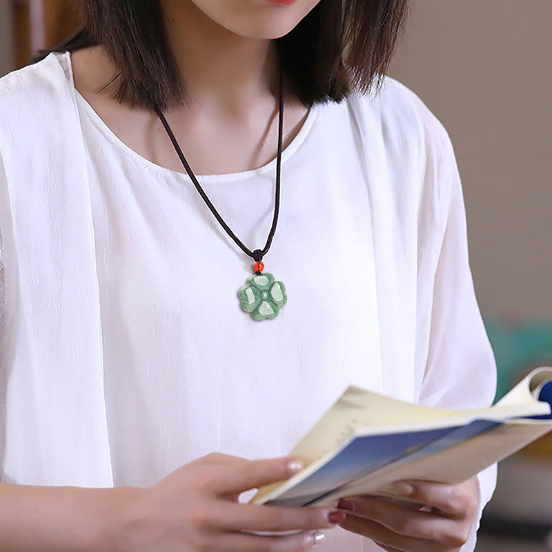 KarmaRipple's Authentic Fortunate Four Leaf Clover Jade Prosperity Pendant Necklace p9