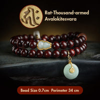 Bracelet apaisant PiXiu en bois de santal rouge, jade, agate rouge, petite feuille, Bouddha natal du zodiaque chinois de KarmaRipple