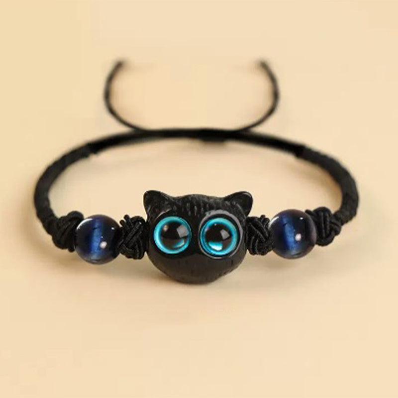 KarmaRipple's Cute Ebony Wood Cat Head Pattern Peace Bracelet p4