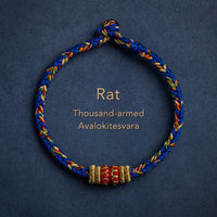 Bracelet en fil tissé fait main au Tibet de KarmaRipple, symbole du zodiaque chinois, Bouddha natal, fortune et force
