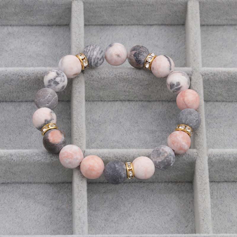 KarmaRipple's Anxiety Stress Balancing Gemstone Zebra Jasper Bead Bracelet p5