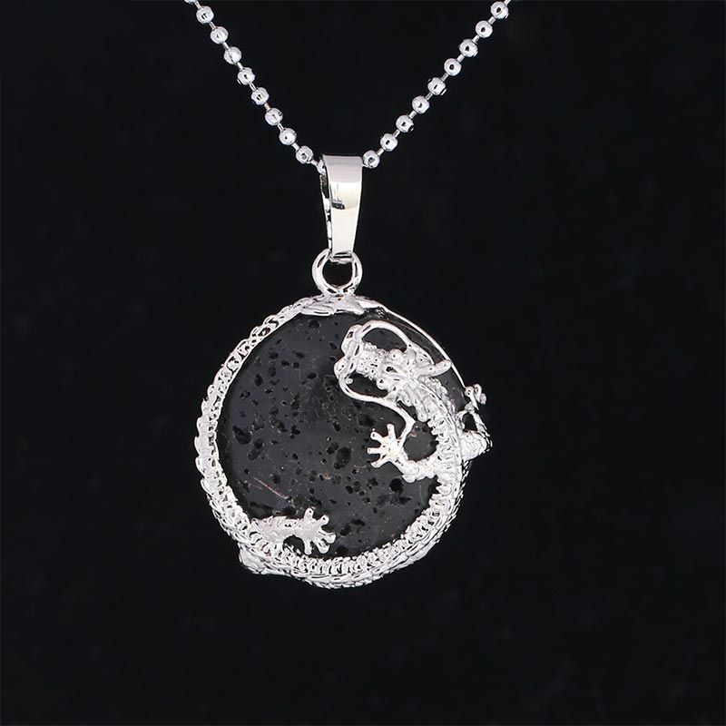 KarmaRipple's Chinese Dragon Authentic Quartz Gemstone Balancing Energy Pendant Necklace p40