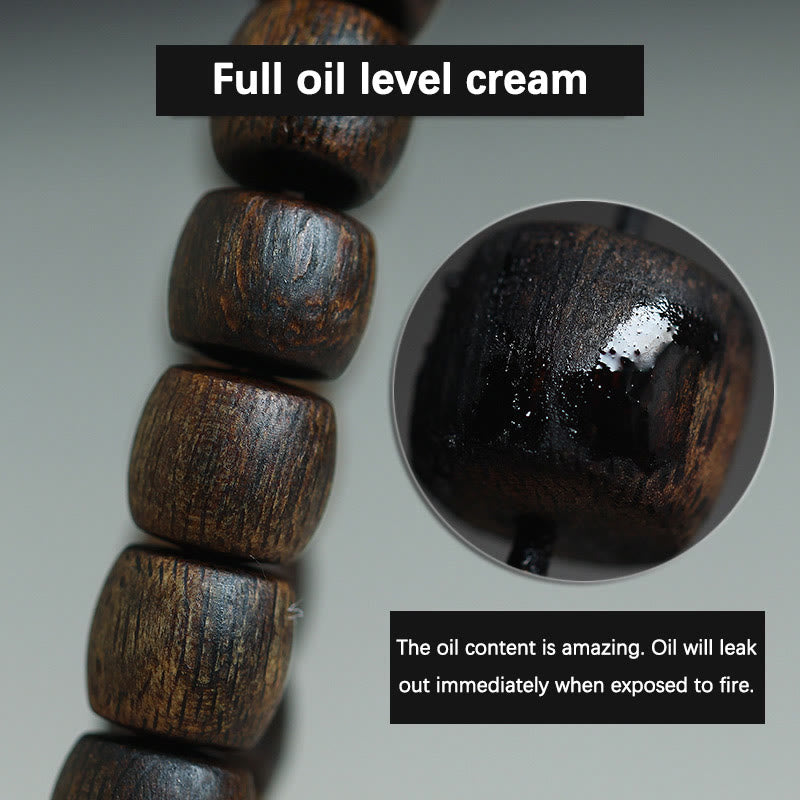 KarmaRipple's Nha Trang Rare Bai Qinan Agarwood Cyan Jade Red Agate Laughing Buddha Tibetan Bone Strength Meditation Bracelet p10