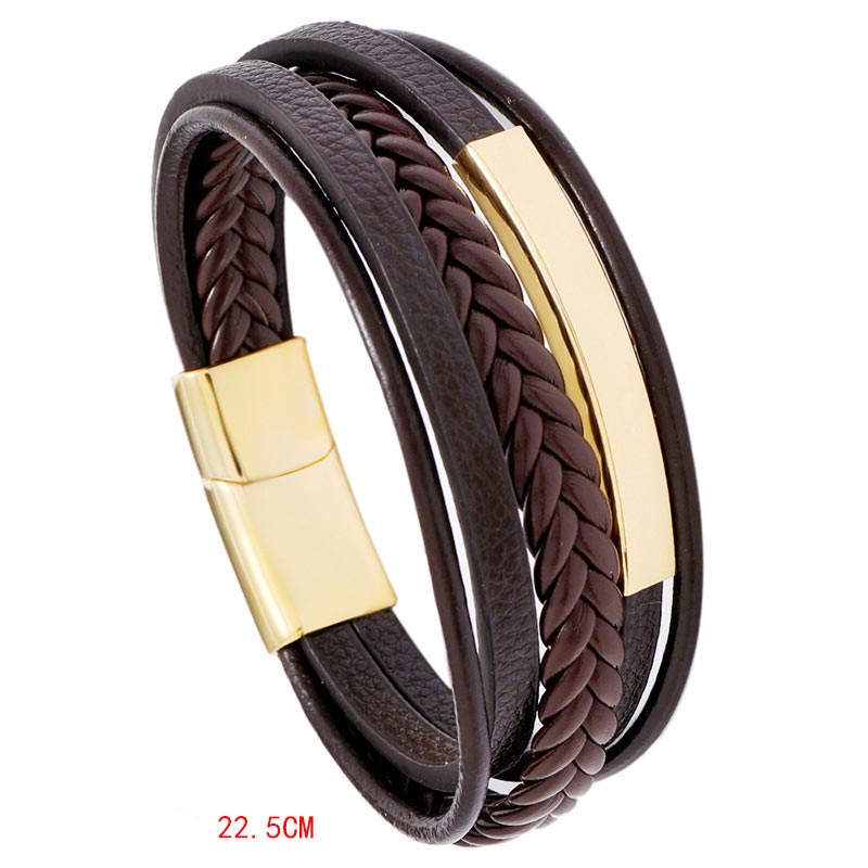 KarmaRipple's Simple Design Titanium Steel Leather Fortune Bracelet p3